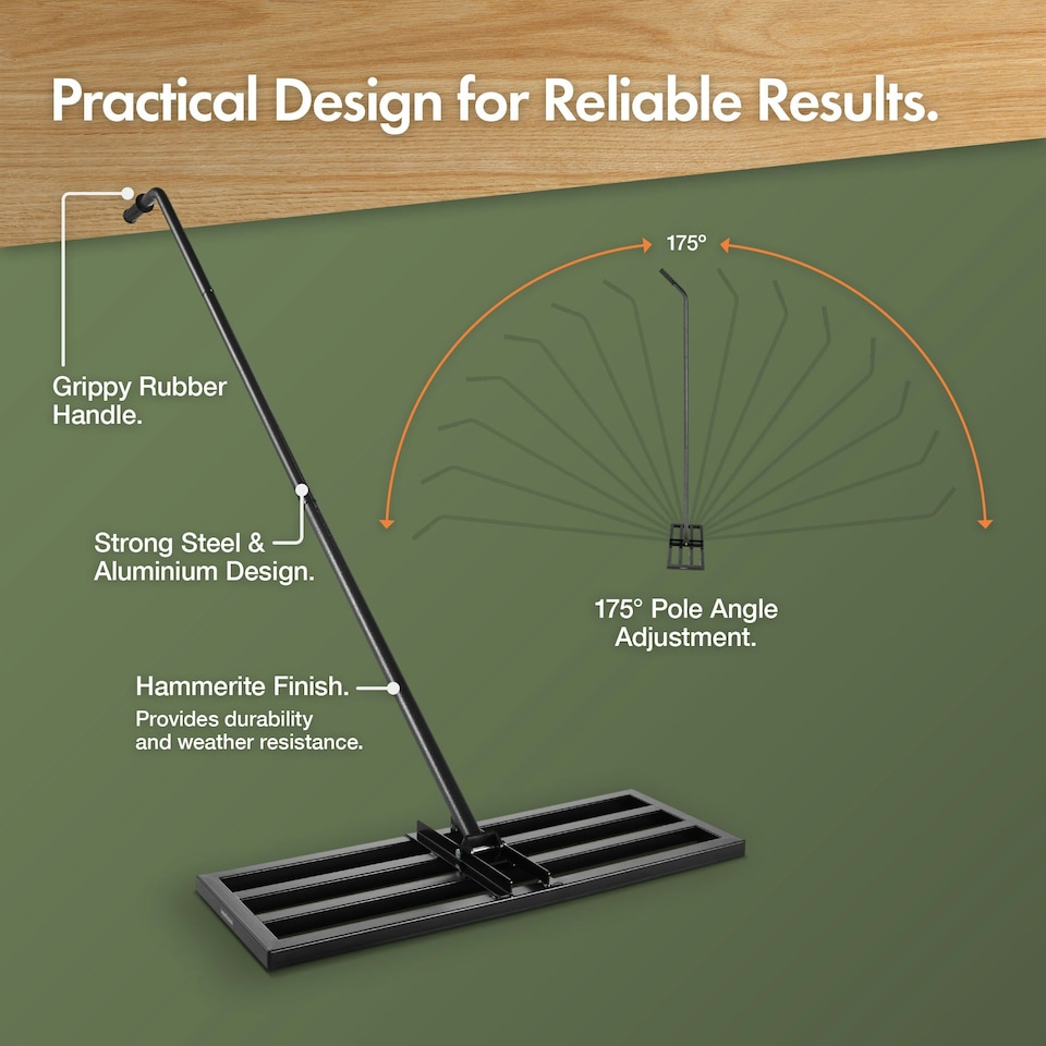 image 1 of VonHaus Lawn Levelling Rake 2M, Leveller Tool for Grass