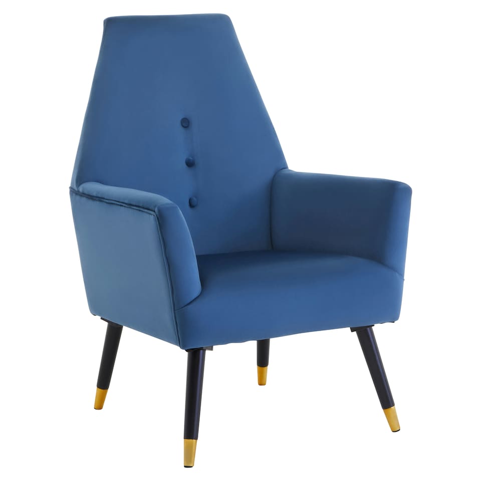 image 1 of Interiors by Premier Midnight Velvet Button Chair, Highback Velvet Buttoned Chair, Long-lasting Velvet Button Dining Chair