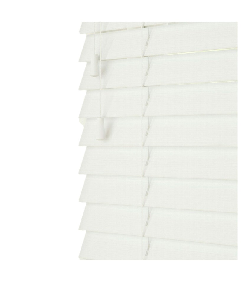 image 1 of 50cm Ultra White Faux Wood Venetian Blinds with String (120cm Drop) | White | White