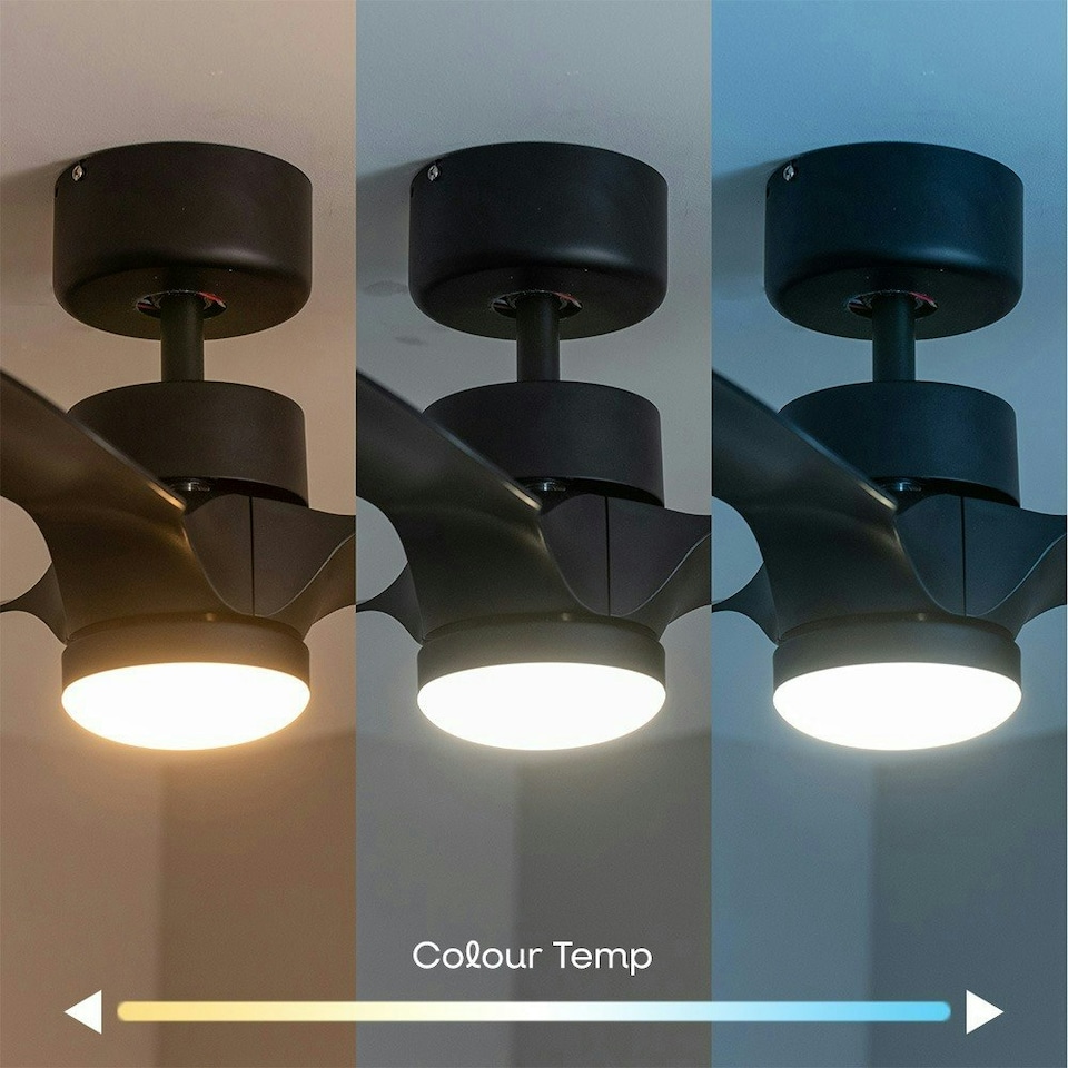 image 1 of ValueLights 24 Inch Integrated LED Ceiling Fan with Remote Control, 3 Blades, Timer and 6 Speed Functions - Black