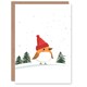 image 1 of Greeting Card Robin Bird Wearing Winter Hat Snowy Landscape Blank For Him Or Her Art Xmas Christmas Card