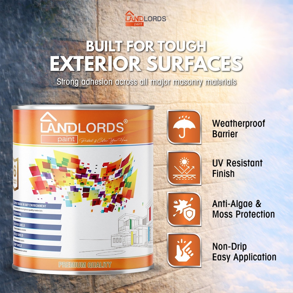 image 1 of Landlords Paint - Masonry Paint - Best Weatherproof Exterior Wall Protection - Equinox - 2.5L