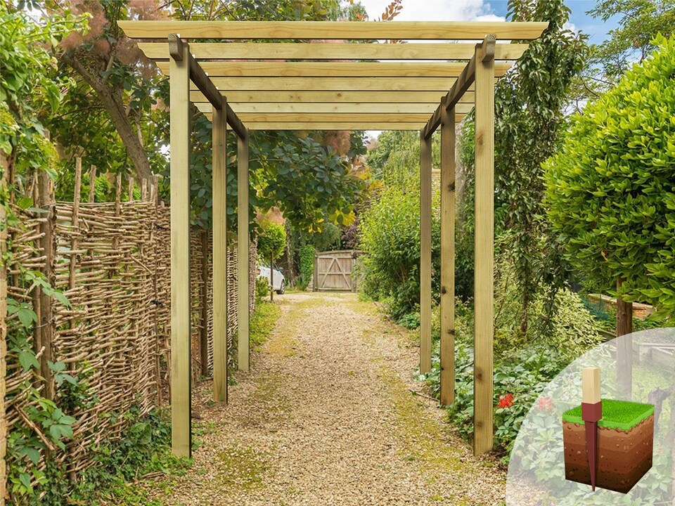 image 1 of eDecks Royal Walkway Garden Pergola w/ Steel Spikes 2.7m - 2.4x4.8m