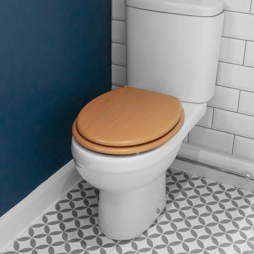 image 1 of Harbour Housewares Wooden Soft Close Toilet Seat - Beech | Brown | Brown