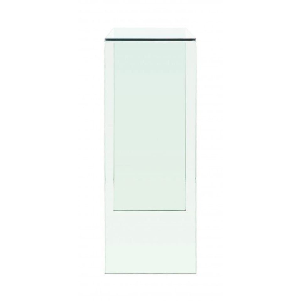 image 1 of Crystal Small Stylish Curved Glass Hallway Console Table | Clear | Clear