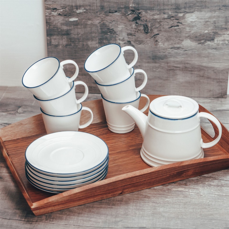 image 1 of Nicola Spring 12 Piece White Farmhouse Teacups & Saucers Set - 300ml