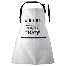 Interiors by Premier Apron, Playful Typography Print With Adjustable Neck And Waist Straps, Shields Clothing During Cooking White