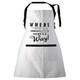 image 1 of Interiors by Premier Apron, Playful Typography Print With Adjustable Neck And Waist Straps, Shields Clothing During Cooking White