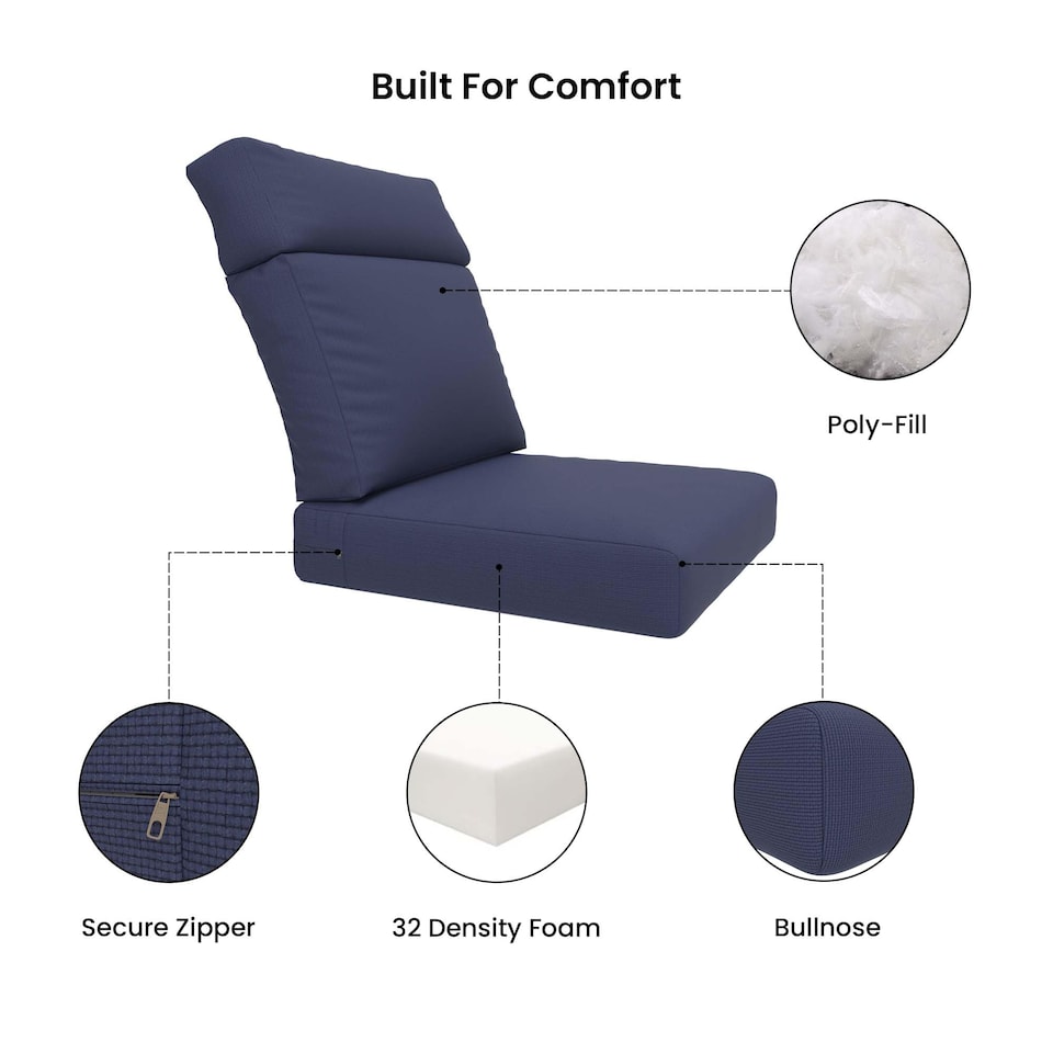 image 1 of Covers&All CoverRite Rectangle High Back Chair Cushion, Water, UV and Fade Resistant for Patio High Back Chair Cushions, Back 22 x 22 x 5 & Seat 44 x