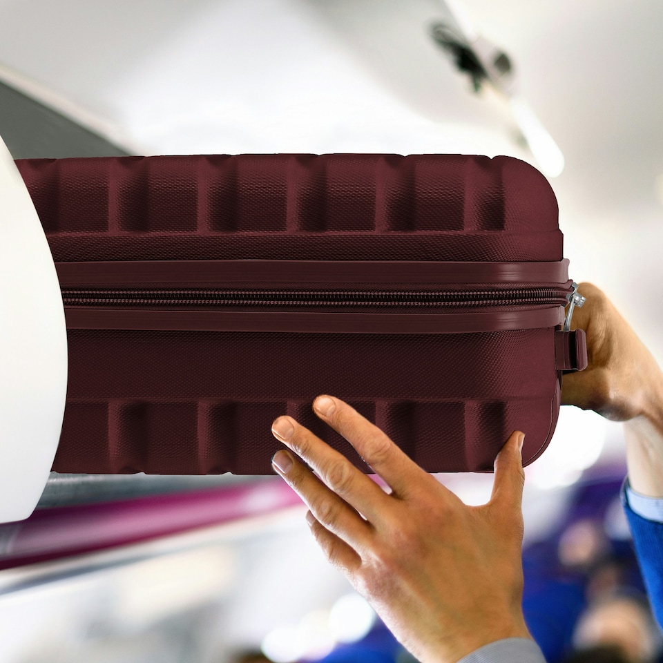 image 1 of 45x36x20cm EasyJet Free Underseat Carry-On Cabin Bag - Lightweight 4 Wheels ABS Hard Shell Suitcase Purple | Burgundy | Cabin Bag