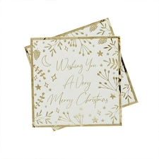 Gold Foil 'Wishing You A Very Merry Christmas' Luncheon Napkins 3 Ply 33cm - Pack of 16