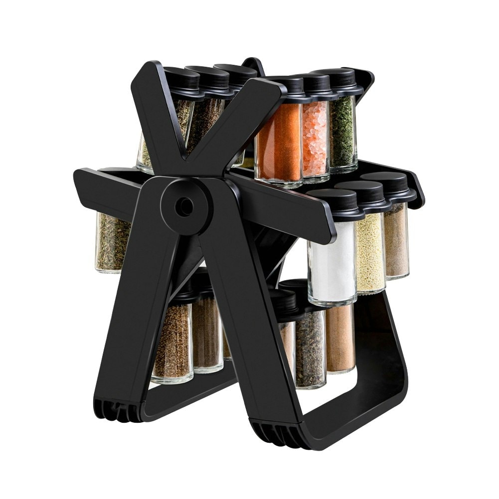 Living and Home Ferris Wheel Spice Rack with 18 Glass Jars