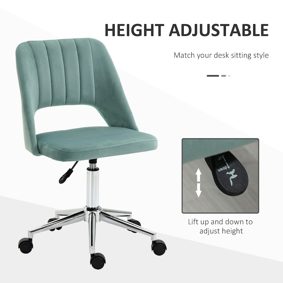 image 1 of Vinsetto Mid-Back Swivel Home Office Chair Scallop Green