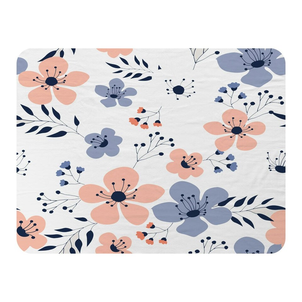 image 1 of Pink & Blue Flowers (Blanket)