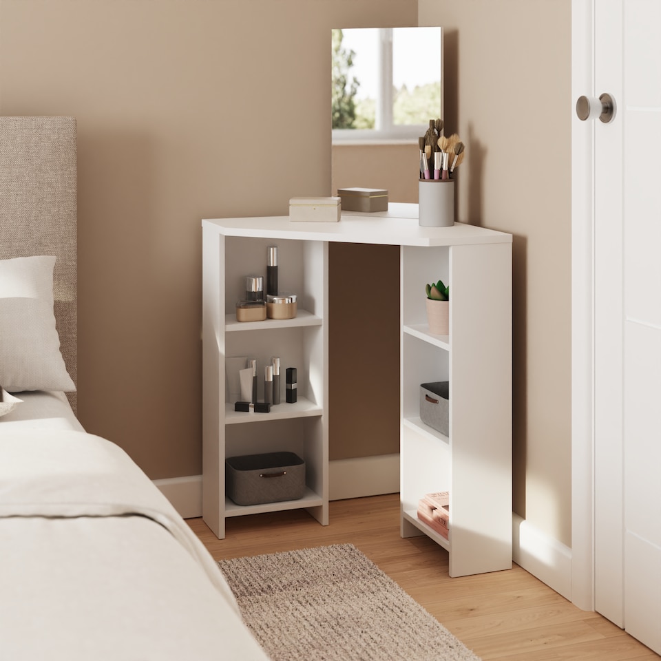 image 1 of Frances Corner Dressing Table | White | White
