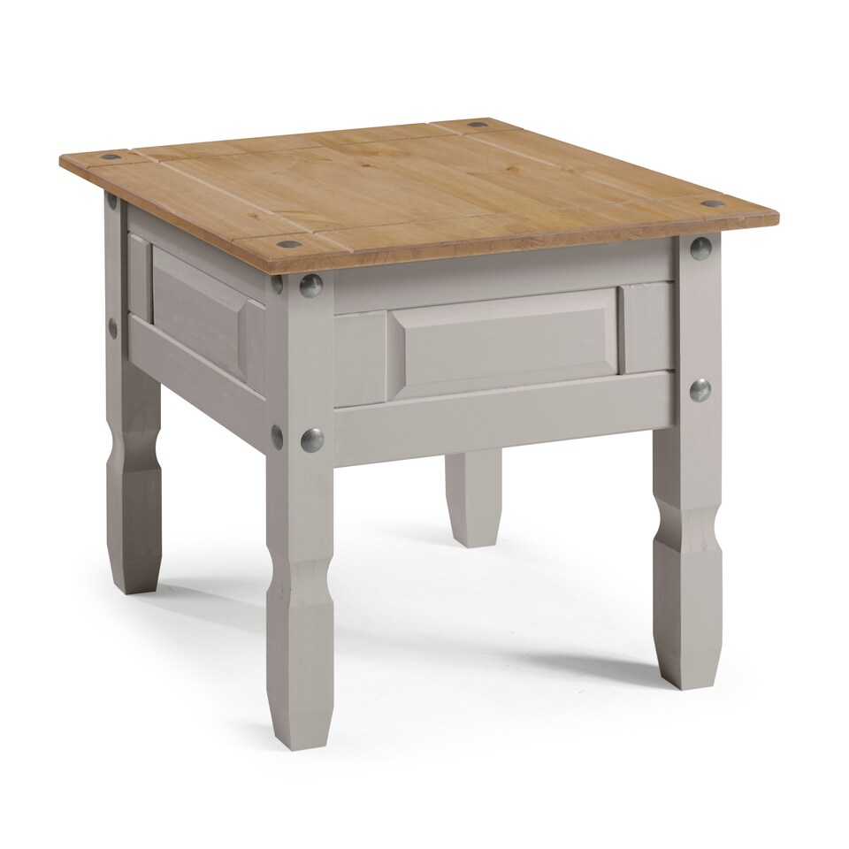 image 1 of Mercers Furniture Corona Grey Wax Lamp Table Small Coffee Side Unit Solid Wood Pine Wooden Living Room with Mexican Styling