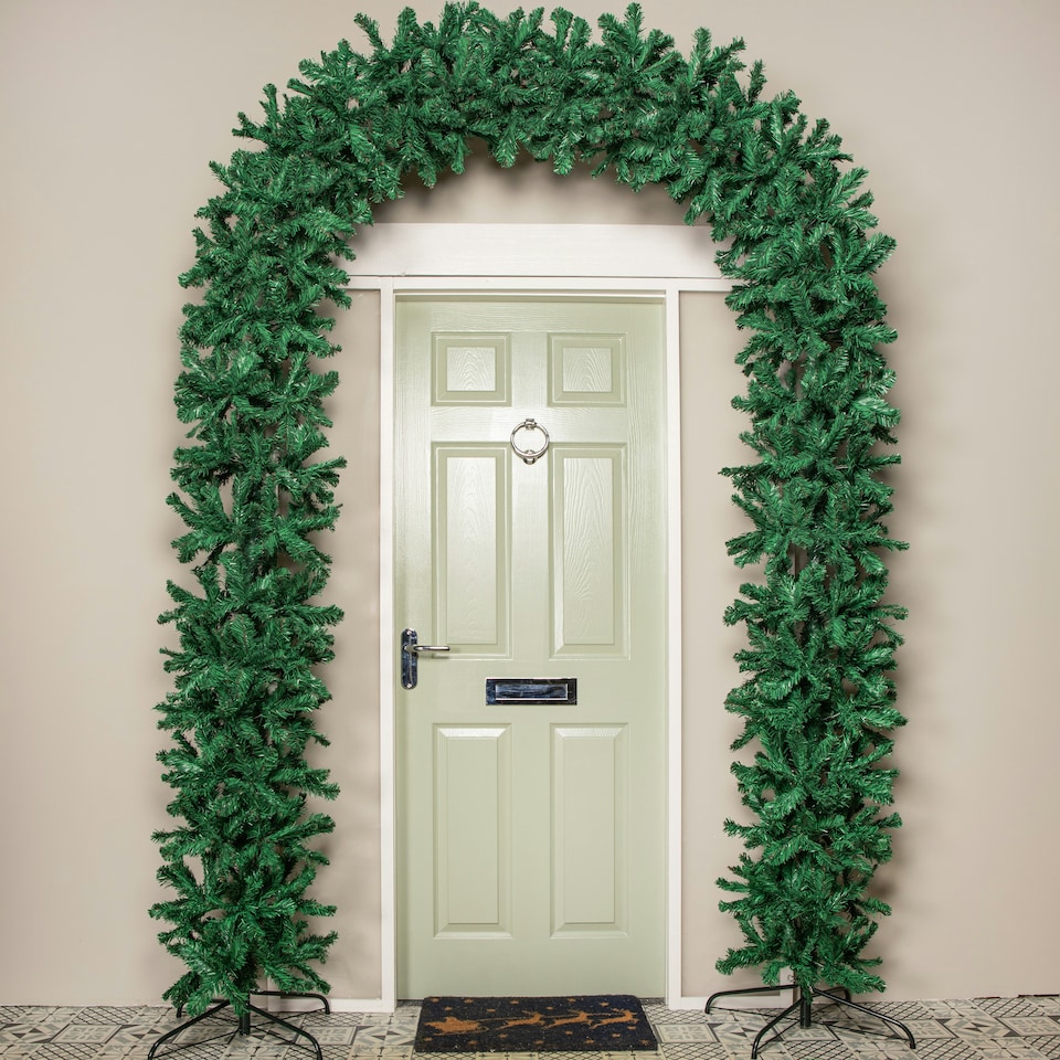image 1 of 8ft (2.50m) Double Door Artificial Christmas Tree Arch in Green with 1296 Tips