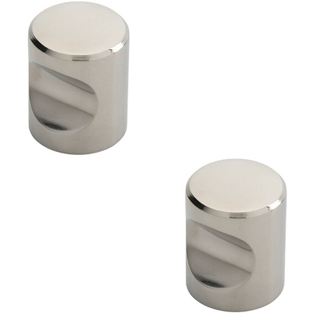 Loops 2x Cylindrical Cupboard Door Knob 25mm Diameter Polished Stainless Steel Handle in Metallics