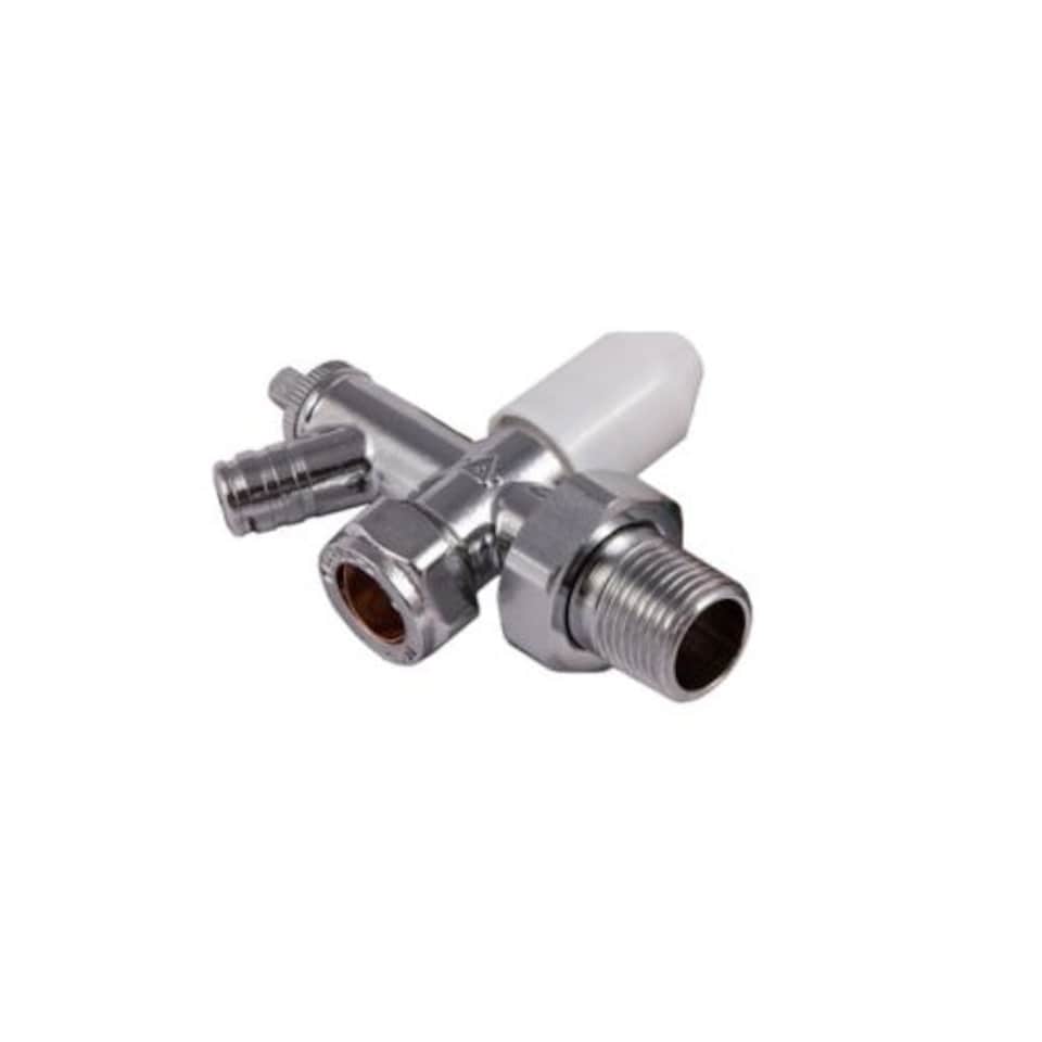image 1 of Securplumb Chrome Plated Radiator Valve & Drain Off - Silver - 10mm