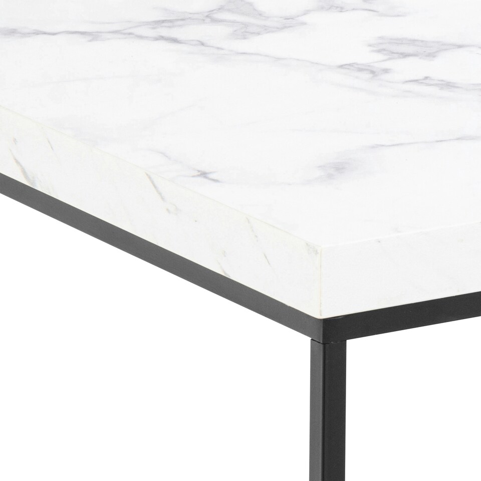 image 1 of Barossa Coffee Table with White Marble Effect Top & Black Steel Base 60cm
