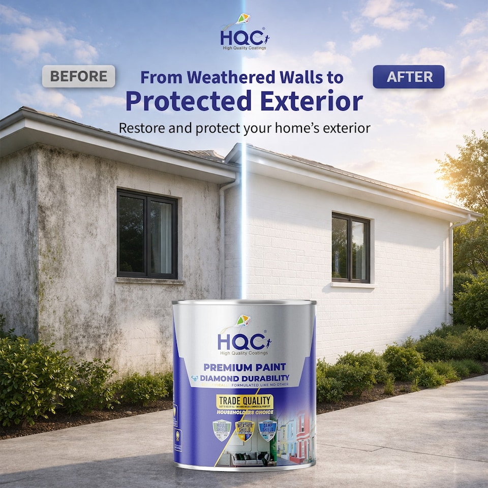 image 1 of HQC Masonry Paint -  Weatherproof & Long-lasting Protection For All Exterior Walls - Classic Grey - 5L