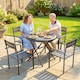 image 8 of Outsunny Round Garden Dining Table for 4, Foldable Outdoor Table for Garden