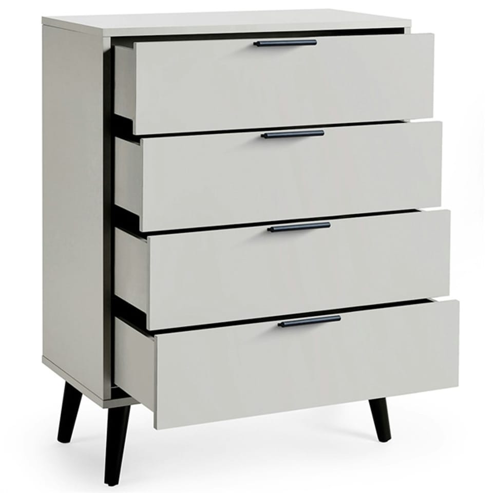 image 1 of Silk Grey Wide Chest of Drawers (4 Drawers)