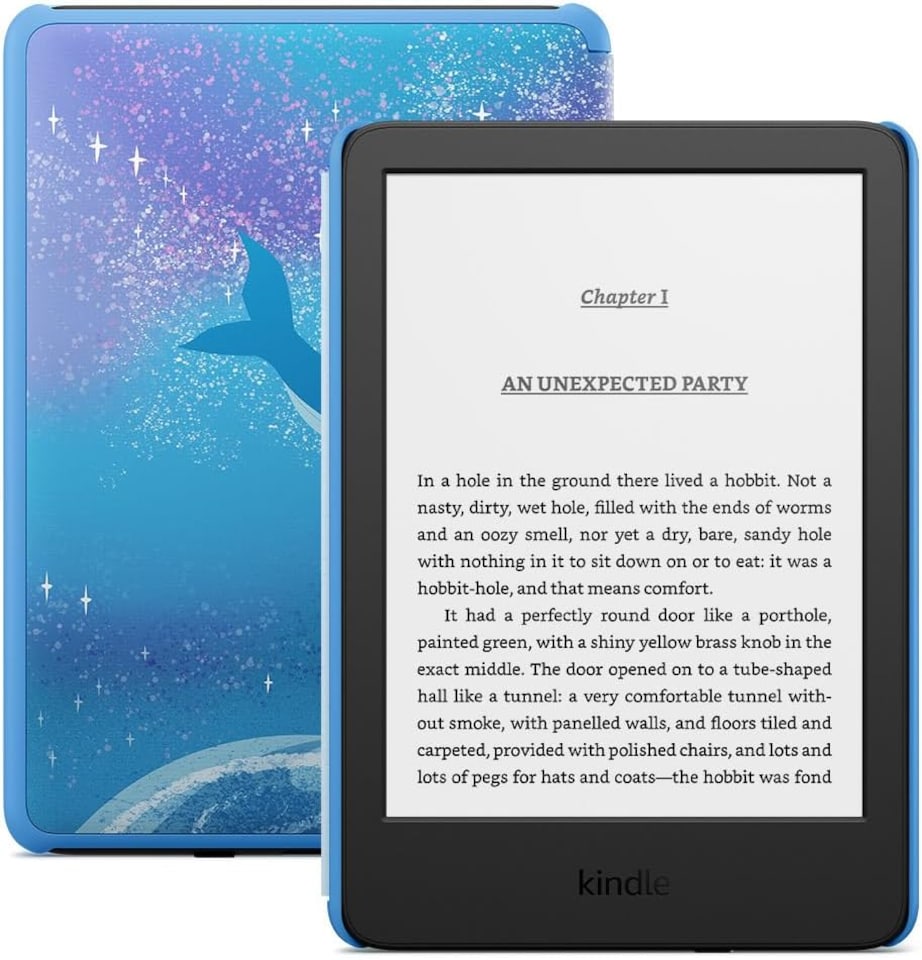 image 1 of Amazon Kindle Kids Edition (2024) eReader 16GB, 6 Inch - Space Whale | Purple | 1