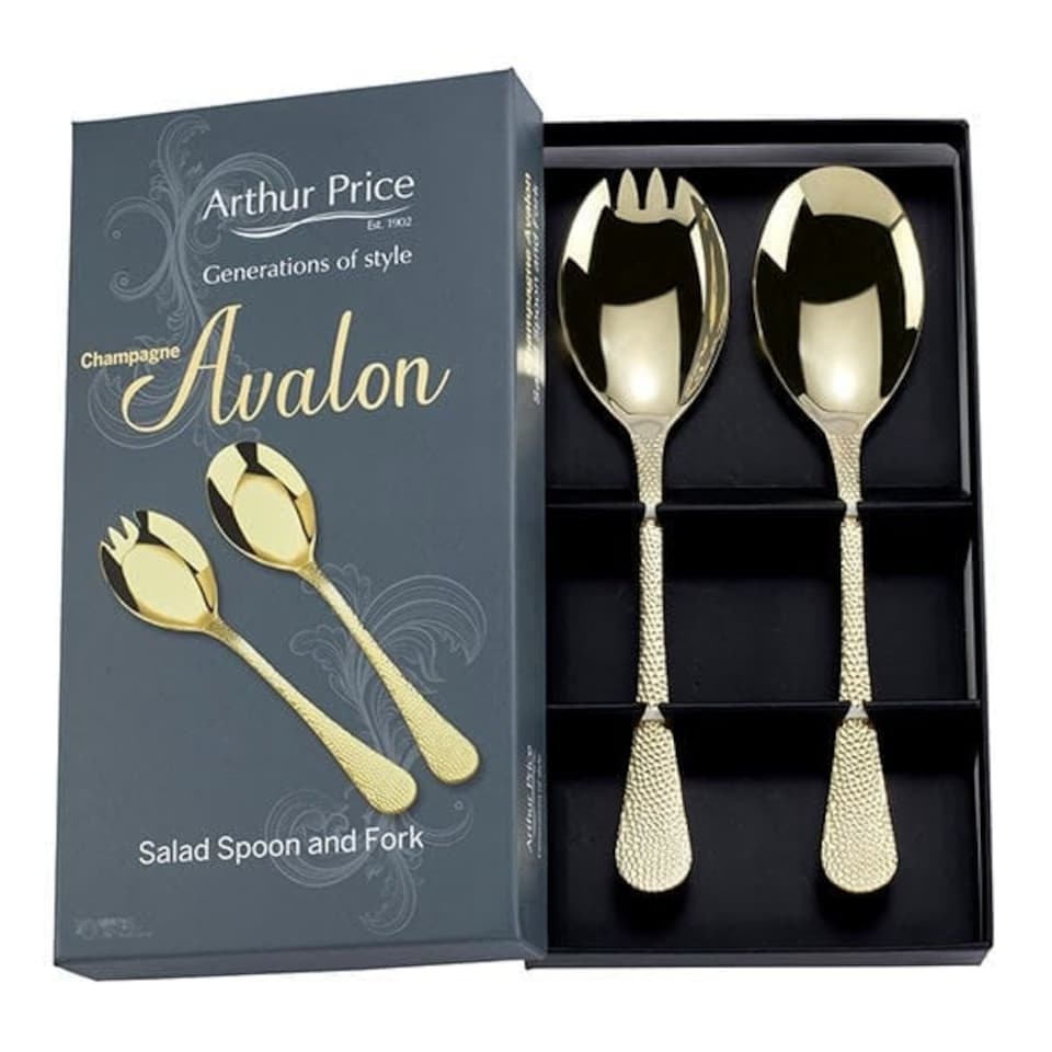 image 1 of Arthur Price Champagne Avalon Boxed Salad Serving Spoon & Fork