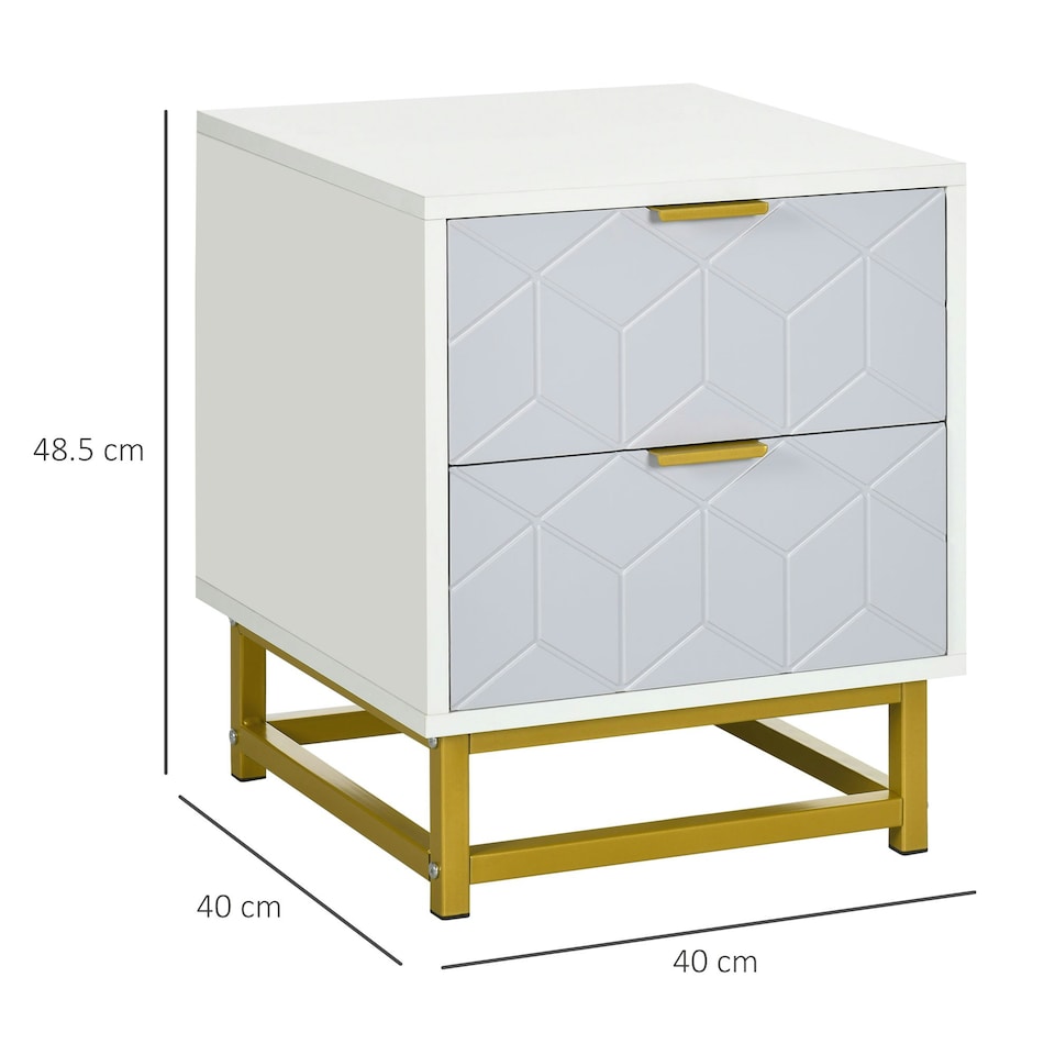 image 1 of HOMCOM Bedside Table, Sofa Side Table W/ 2 Drawers Living Room, Bedroom