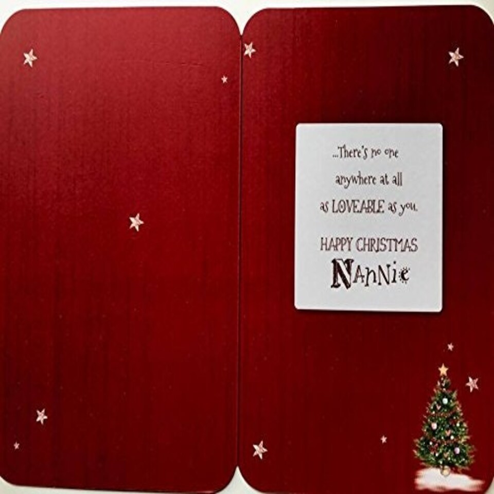 image 1 of NANNIE Cute Bear With Christmas Tree Loveable Greeting Card