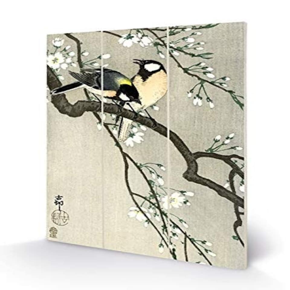 OHARA KOSON (TITS ON A CHERRY BRANCH) - WOOD PANEL