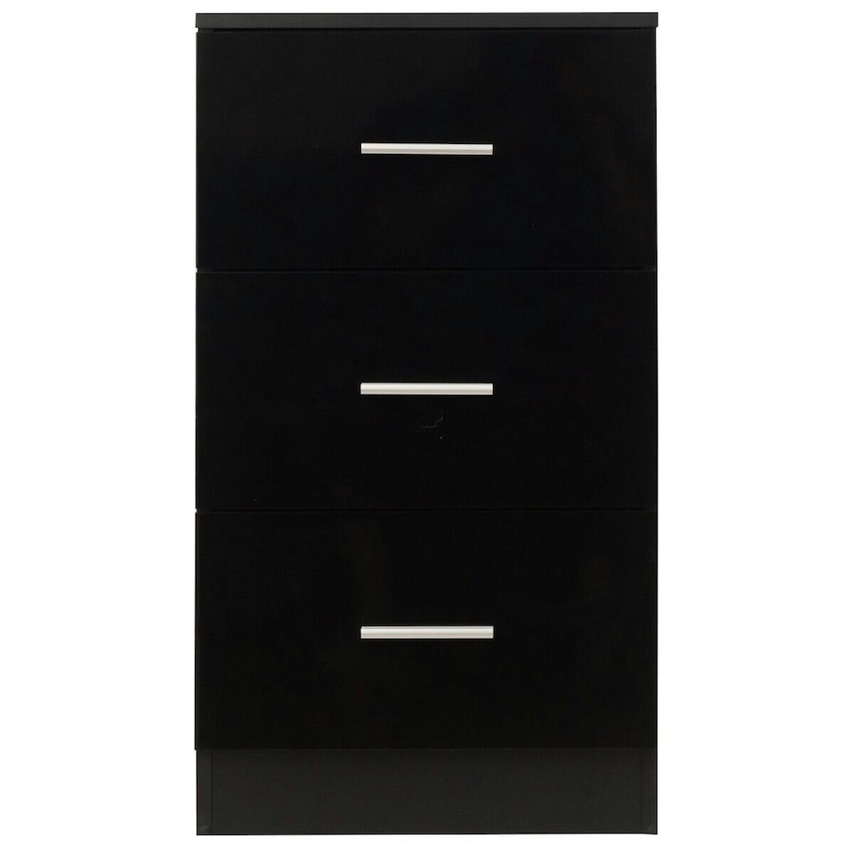 image 1 of COSTWAY NightStand 3-Drawer Chest Storage Organizer Black | Black