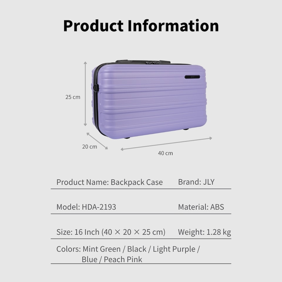 image 1 of ABS Cabin Carry Bag with Strap – Lightweight Underseat Luggage | Purple | French Lilac | Cabin Bag