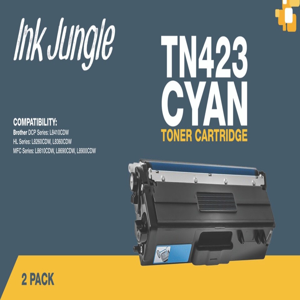 image 1 of 2x Compatible Brother TN423 Cyan Toner Cartridges Blue