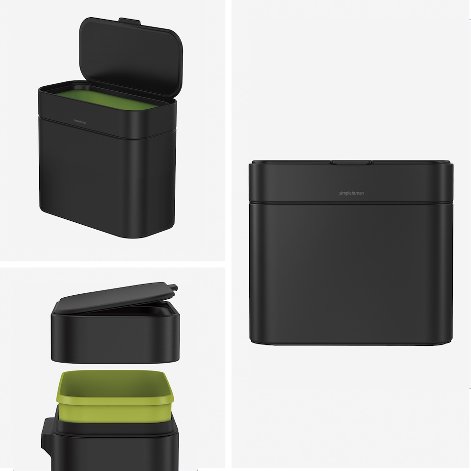 image 1 of Simplehuman 4L Compost Caddy and Food Waste Bin, Matte Black Steel