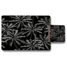 White Palm Trees on Black (Placemat & Coaster Set)