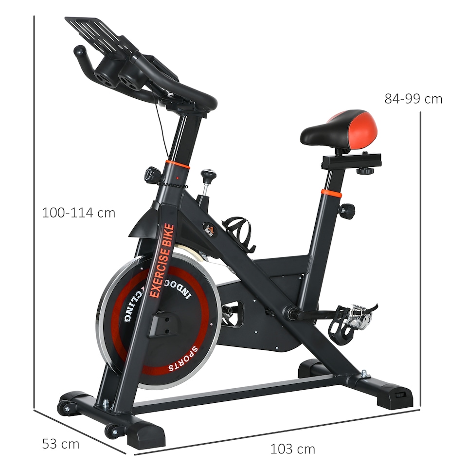 image 1 of HOMCOM 8kg Flywheel Exercise Bike with Adjustable Height, Resistance, Black