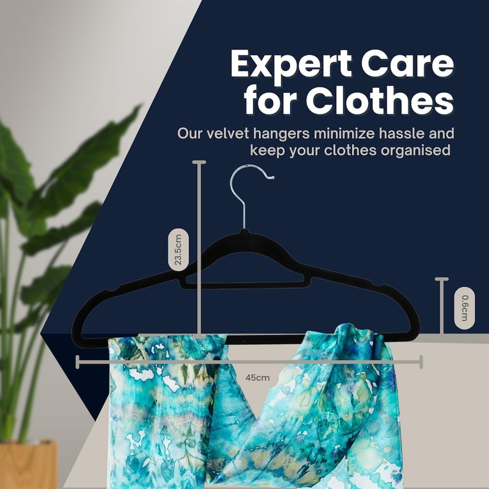 image 1 of Sasha Morel 50-Pack Black Velvet Coat Hangers, Non-Slip Space-Saving Clothes Hangers