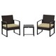 image 1 of Outsunny 3 Pieces Rattan Patio Bistro Set 2 Chairs Coffee Side Table Set, Black
