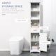 image 3 of kleankin Tall Bathroom Storage Cabinet with 3 Tier Shelf, Cupboard, Drawer, Door, Freestanding Linen Tower, Slim Side Organizer, White