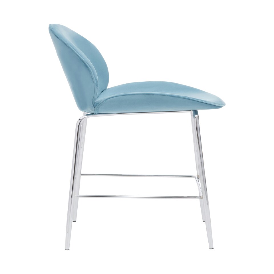 image 1 of Tamzin Blue Velvet Chrome Finish Bar Chair Blue
