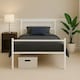 image 1 of Single Bed Frame Metal Rounded Headboard Easy Assembly Under Bed Base Storage Space White