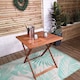 image 4 of Outdoor 2 Person Folding Square Wooden Garden Patio Dining Table and Chairs Set