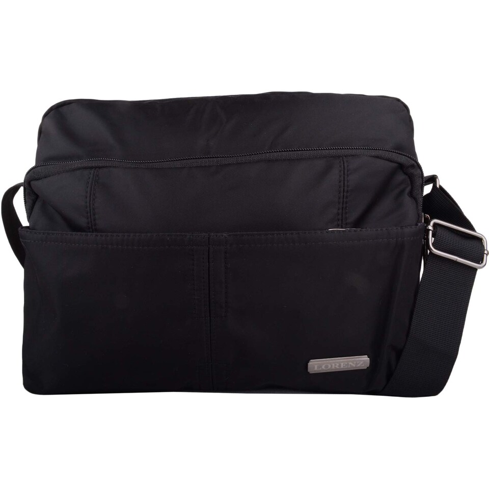 image 1 of Lorenz Smooth Polyester 'Small Messenger' Work / Travel Shoulder Bag | Black | Black