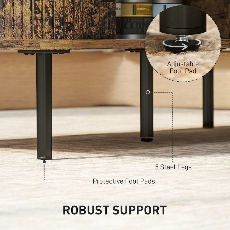 image 1 of HOMCOM Coffee Table with Storage and Sliding Doors for Living Room Brown