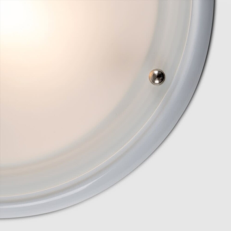 image 1 of ValueLights Round White Opal Glass IP44 Bathroom Flush Ceiling Light and Warm Bulb