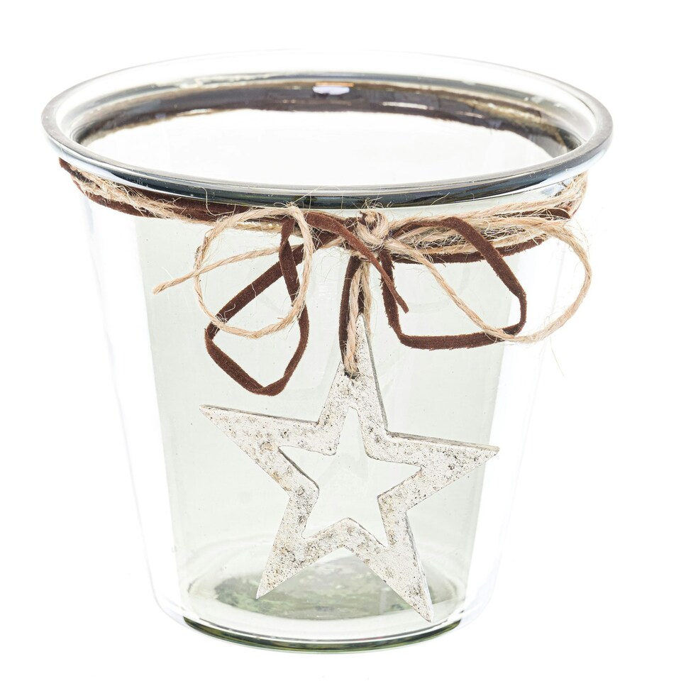 Hill Interiors Smoked Midnight Christmas Candle Holder - Clear - 12cm x 13cm x 13cm
