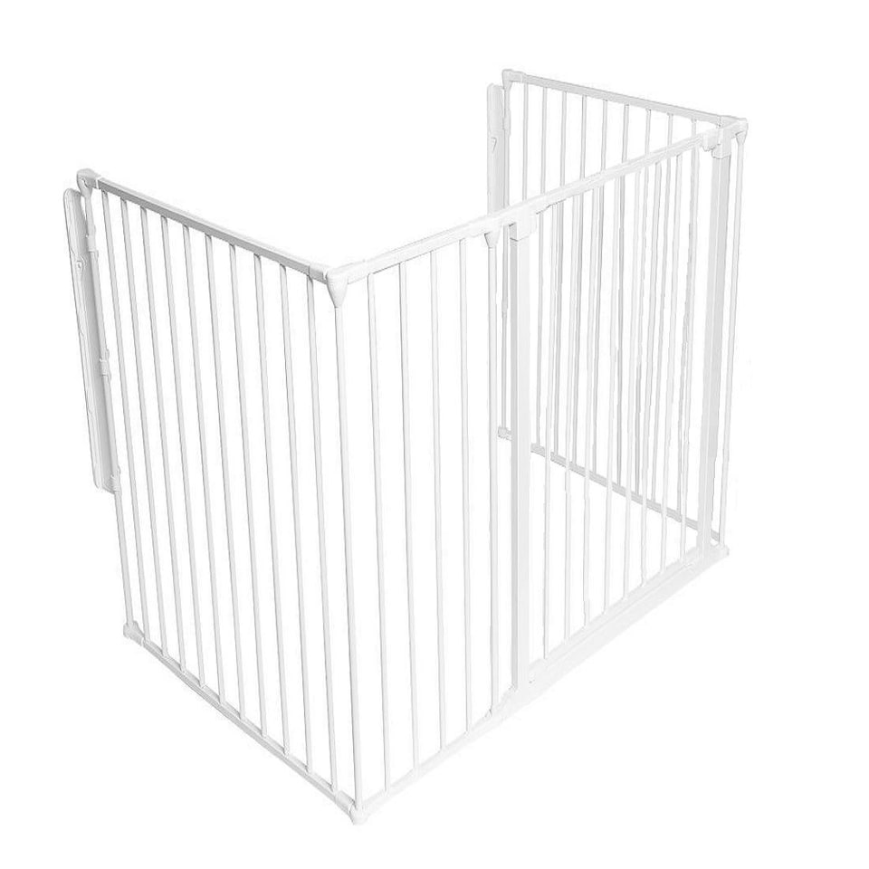 Safetots Extra Tall Multi Panel Fire Surround, 77cm Deep x 118cm Wide, White, 105cm High, Baby and Toddler Fire Guard
