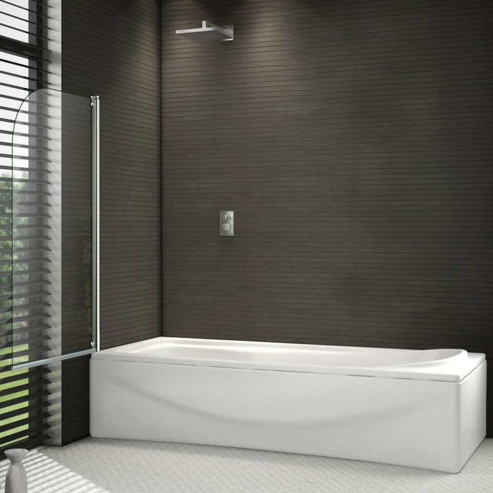 image 1 of 800x1400mm 180 Pivot Shower Bath Screen Tempered Glass Door Panel Chrome